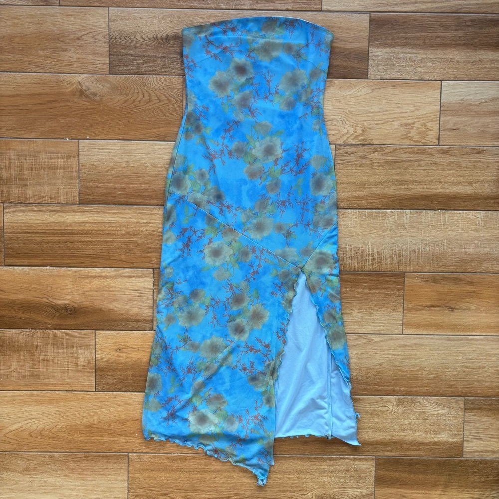 Urban Outfitters Strapless Floral Maxi Dress with Slit